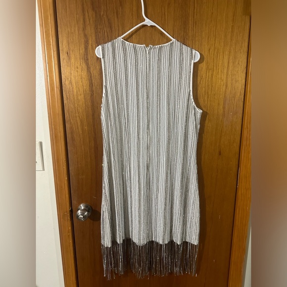 Topshop embellished diamante fringe detail mini dress in white size us 10 uk 14 - Picture 6 of 9